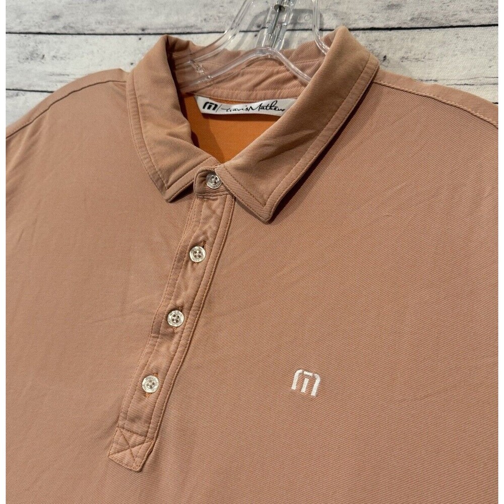 Travis Mathew Mens Short Sleeve Polo Shirt XL Orange Golf Stretch Cotton Blend - Picture 4 of 16